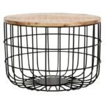 evocation wood & metal wire coffee table